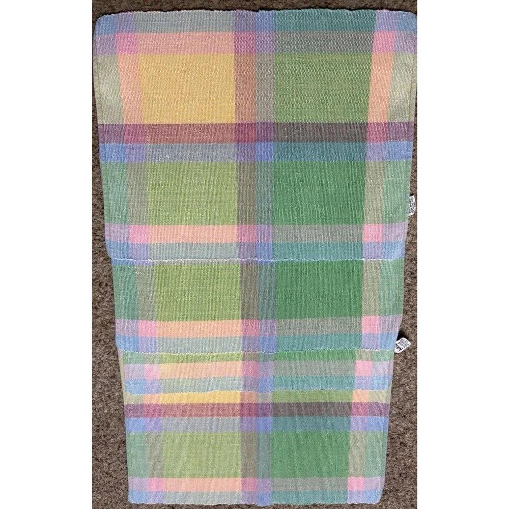 Vintage Nubby by Stevens Plaid Placemats Set of 4 Pastel 100% Cotton USA